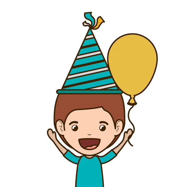 Boy with party hat in birthday celebration — Stock Vector