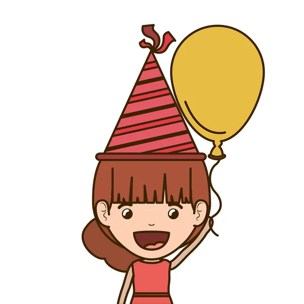 Chica con sombrero de fiesta en la celebración de cumpleaños — Archivo Imágenes Vectoriales