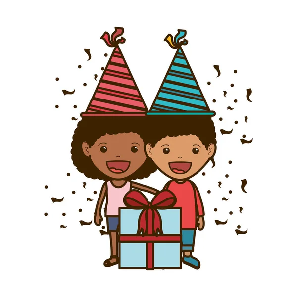 Kilka dzieci w uroczystościach urodzinowych — Wektor stockowy