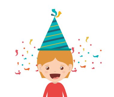 Doğum günü kutlama parti şapka ile çocuk