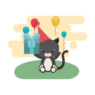 manzara hediye kutusu ile sevimli kedi