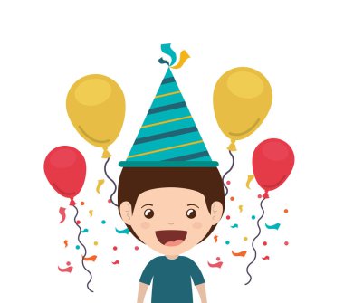 Doğum günü kutlama parti şapka ile çocuk