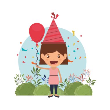 Doğum günü kutlama parti şapka ile kız