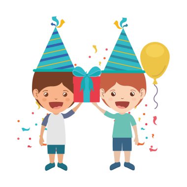 Doğum günü kutlama parti şapka ile çocuklar