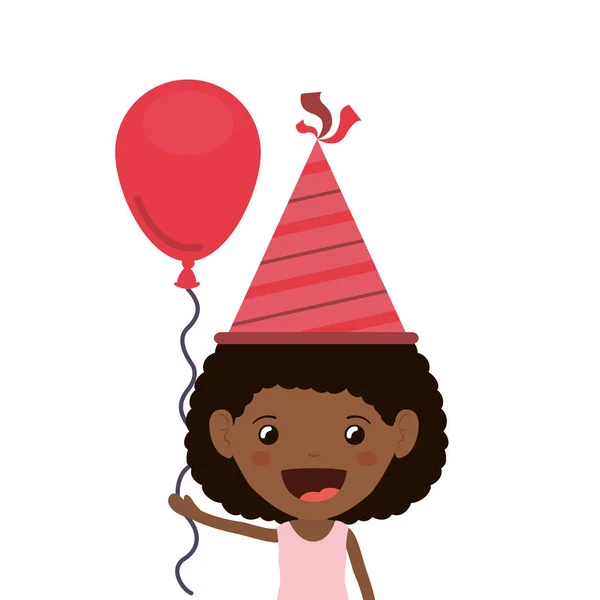 Meisje met feest hoed in verjaardag viering — Stockvector