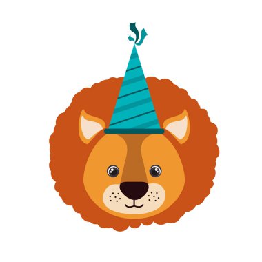 Beyaz arka planda parti şapka ile aslan Başkanı