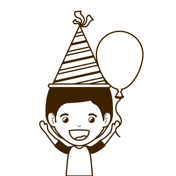 Silhueta de menino com chapéu de festa em celebração de aniversário — Vetor de Stock