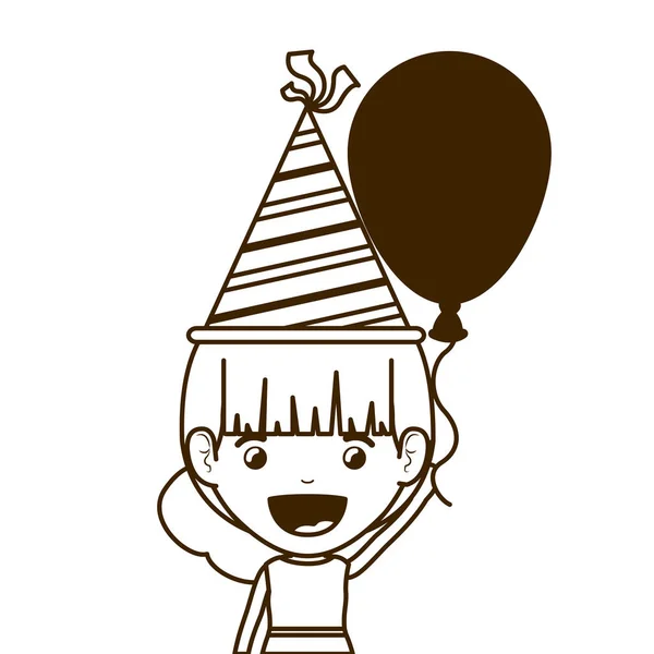 Silhouette de fille avec chapeau de fête dans la célébration d'anniversaire — Image vectorielle