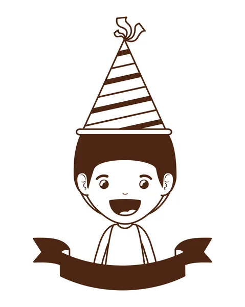 Silhouette de garçon avec chapeau de fête dans la célébration d'anniversaire — Image vectorielle