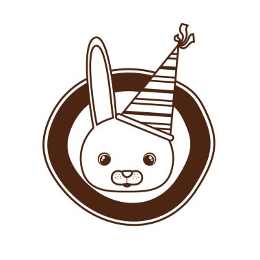 Beyaz arka planda parti şapka ile Bunny Başkanı