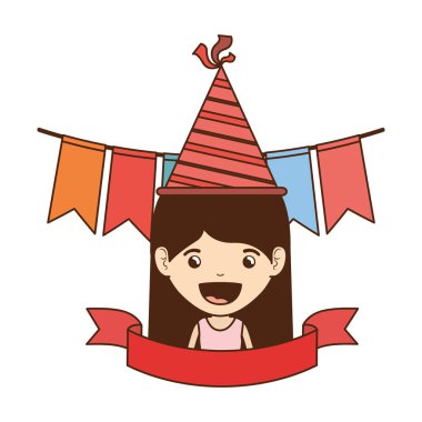 Doğum günü kutlama parti şapka ile kız