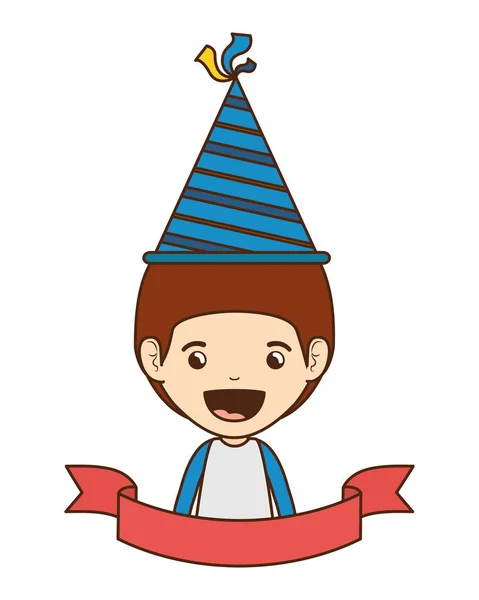 Chłopiec z imprezowego kapelusza w celebracji urodzinowych — Wektor stockowy