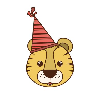 Beyaz arka planda parti şapka ile kaplan Başkanı