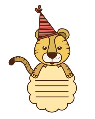 şapka partisi ile Doğum günü kartı ve kaplan