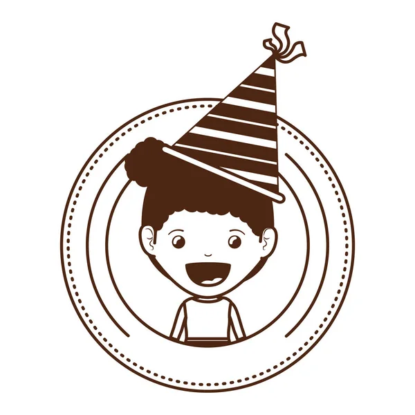 Silhouet van meisje met feest hoed in verjaardag viering — Stockvector