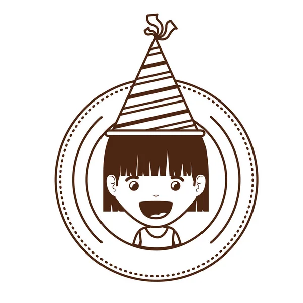 생일 축하 파티 모자와 소녀의 실루엣 — 스톡 벡터