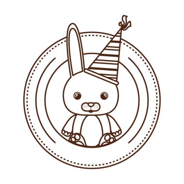 şapka partisi ile Doğum günü kartı ve tavşan