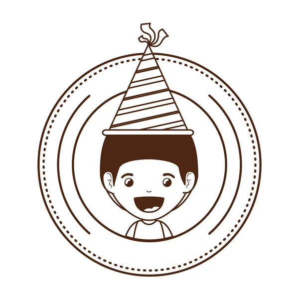 Silhouet van de jongen met feest hoed in verjaardag viering — Stockvector
