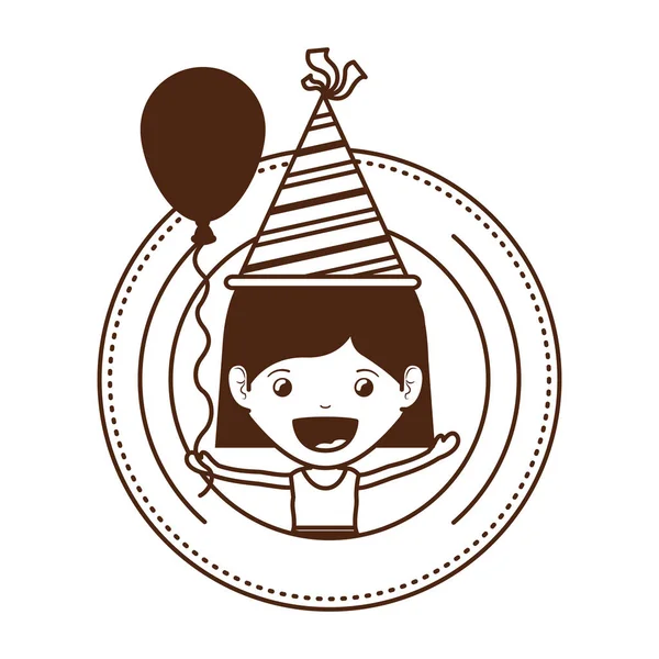 Silueta de chica con sombrero de fiesta en la celebración del cumpleaños — Archivo Imágenes Vectoriales