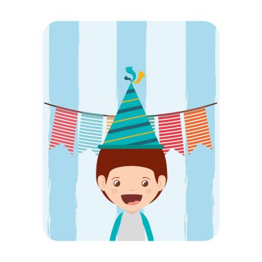 Doğum günü kutlama parti şapka ile çocuk kartı