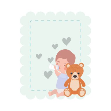 sevimli küçük çocuk güzel hayvan ile oynuyor