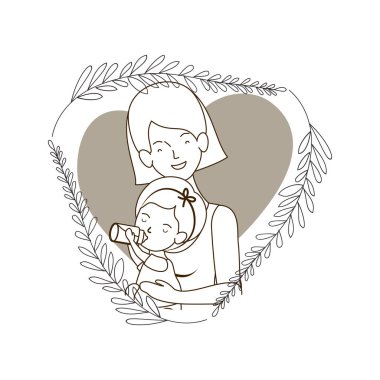 Bebek avatar karakter ile kadın silüeti