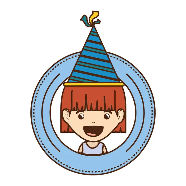 Dziewczyna z imprezowego kapelusza w celebracji urodzinowych — Wektor stockowy
