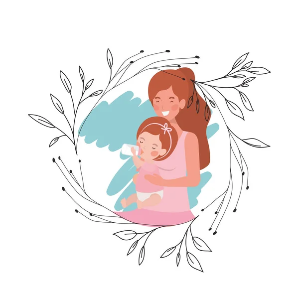 Cartão de mulher com caráter avatar bebê — Vetor de Stock