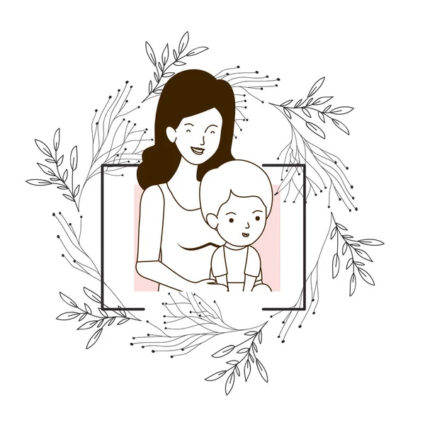 Silhouette de femme avec personnage avatar bébé — Image vectorielle