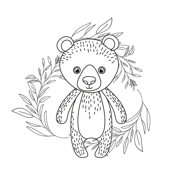 熊的剪影与背景的花环 — 图库矢量图片