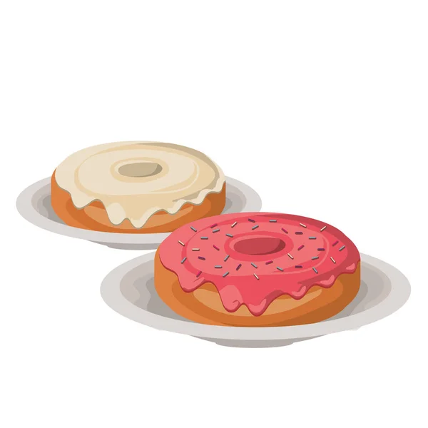 Conjunto de donuts de padaria fresco e delicioso — Vetor de Stock