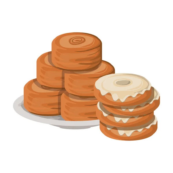 Conjunto de deliciosos y frescos pasteles de panadería — Vector de stock