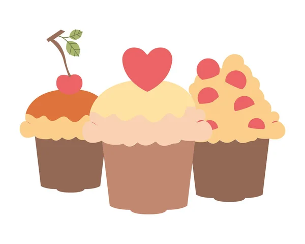 Läcker och fräsch kaka med körsbär — Stock vektor