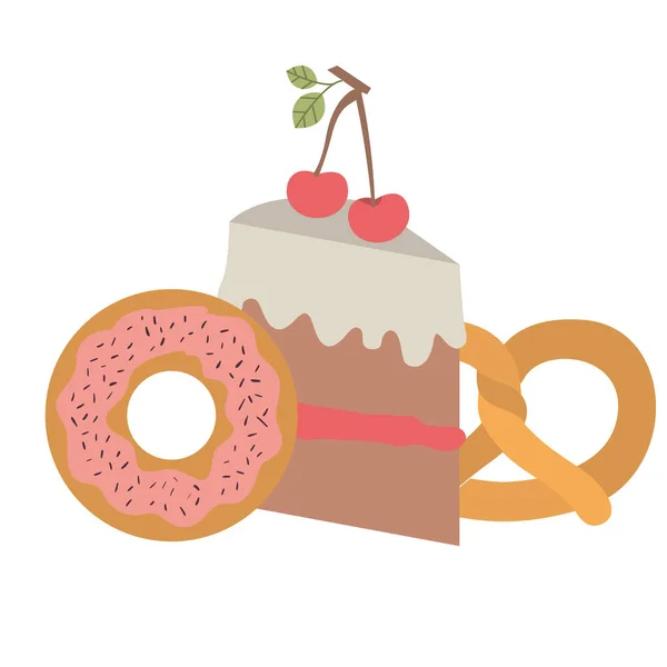 Set van heerlijke en verse bakkerij taarten — Stockvector