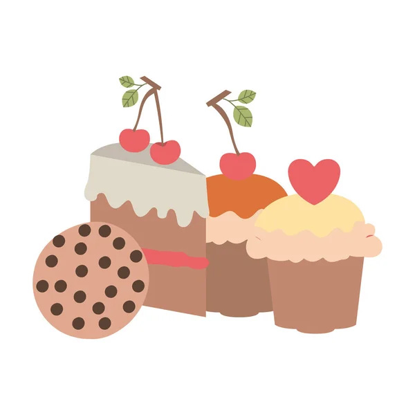 Leckere Kuchen und Plätzchen — Stockvektor