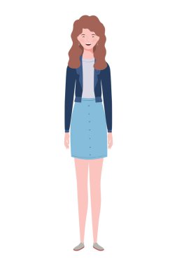 Beyaz arka plan üzerinde duran genç kadın