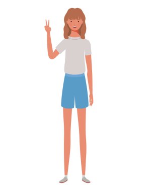 Beyaz arka plan üzerinde duran genç kadın