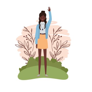 manzara arka plan ile ayakta genç kadın