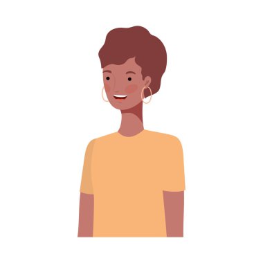 Beyaz arka planda genç bir kadın