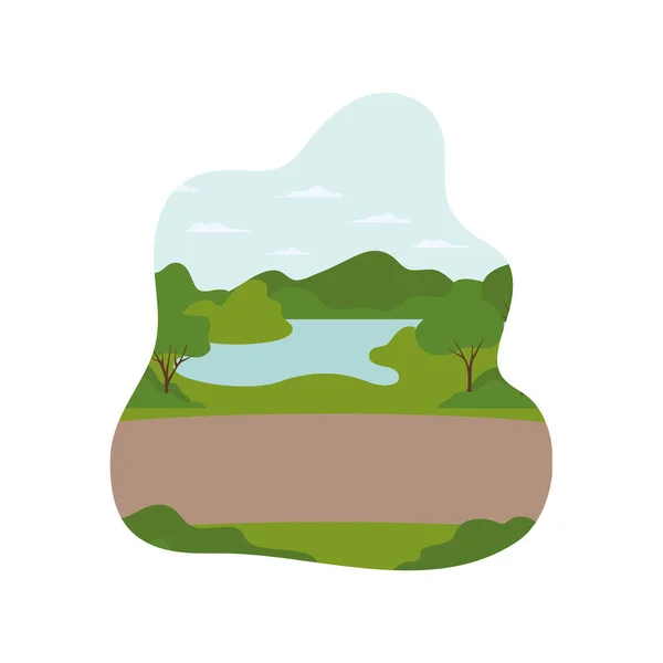 Landscape with trees and plants isolated icon — Stock Vector