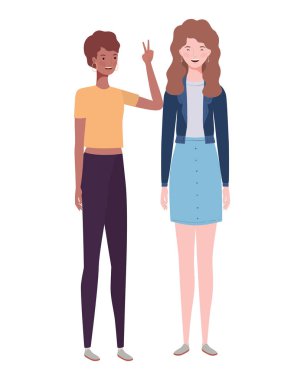 Beyaz arka planda ayakta genç kadınlar