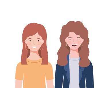 Beyaz arka planda genç kadınlar