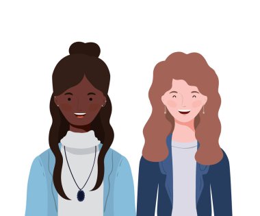 Beyaz arka planda genç kadınlar