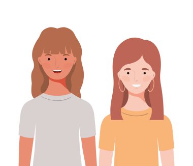 Beyaz arka planda genç kadınlar