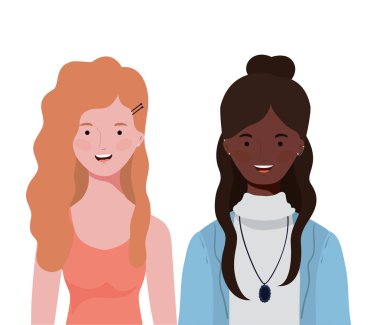 Beyaz arka planda genç kadınlar