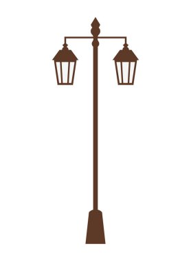 Beyaz arka planda şehir sokak fener