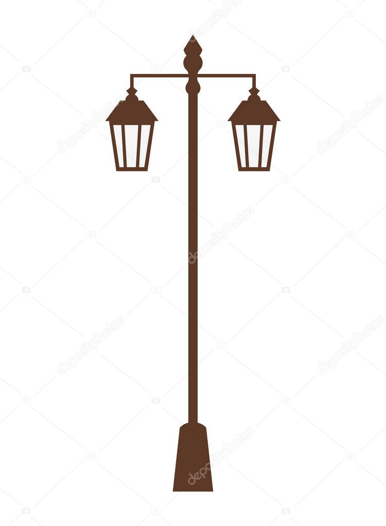 city street lantern on white background