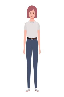 Beyaz arka plan üzerinde duran genç kadın