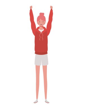 Beyaz arka plan üzerinde duran genç kadın