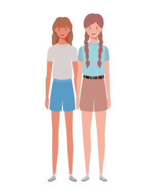 Beyaz arka planda ayakta genç kadınlar